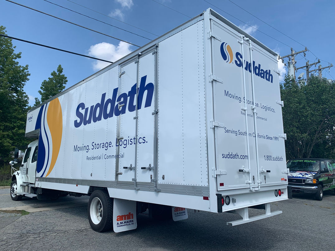 Box truck with full vinyl wrap
