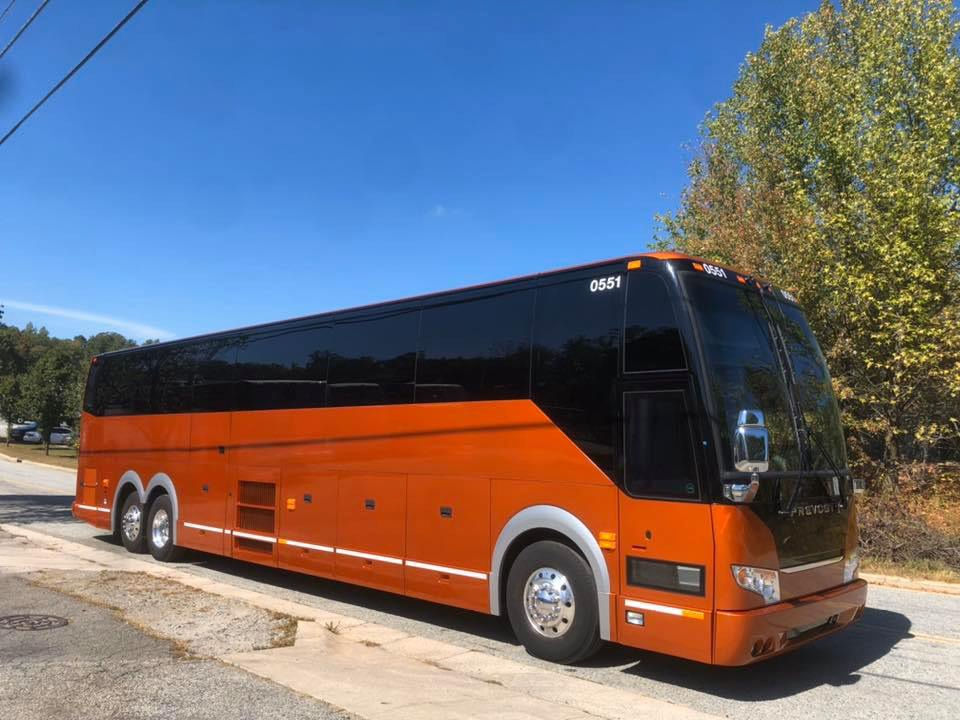 Motorcoach painted solid orange