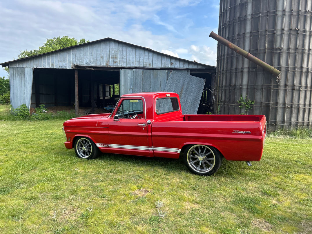 Classic pickup in custom red paint