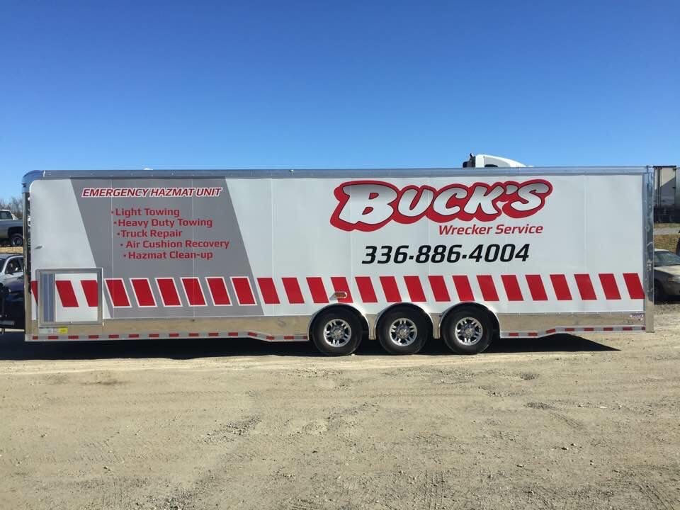 Enclosed trailer with vinyl graphics