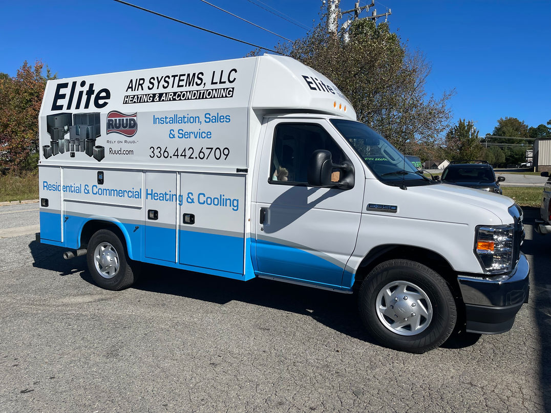 Service van with full two-tone wrap