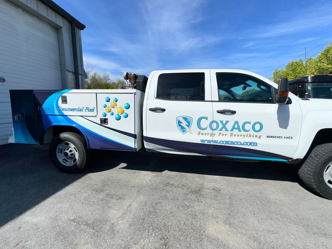 Service truck with tank graphics