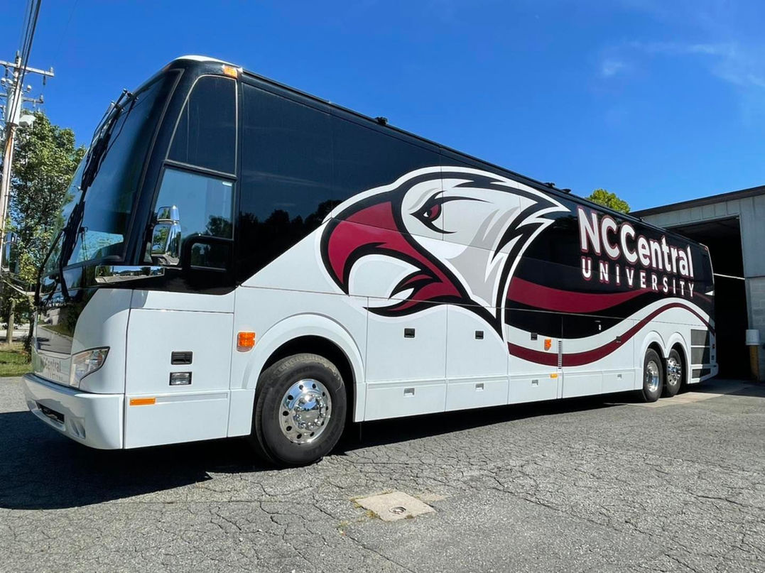 Motorcoach with eagle mascot wrap