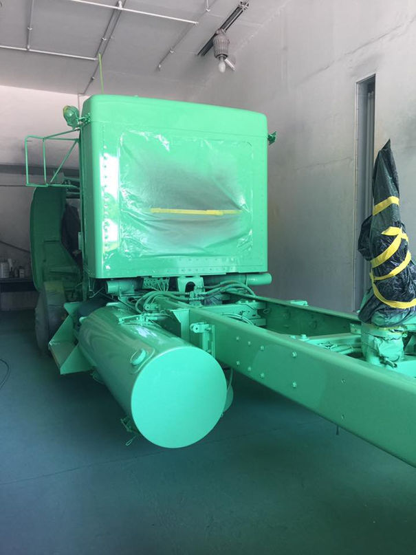 Semi cab freshly painted in the booth