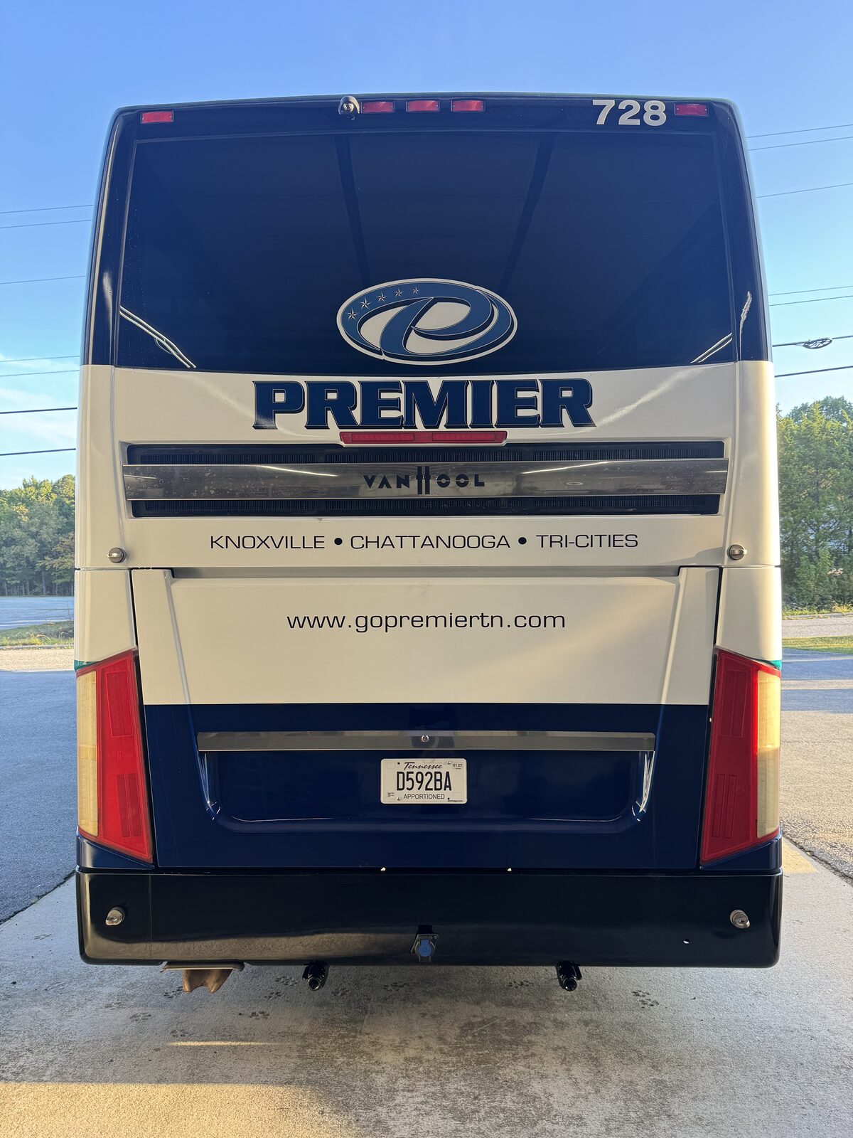 Premier Motorcoach — Rear Detail & Lettering