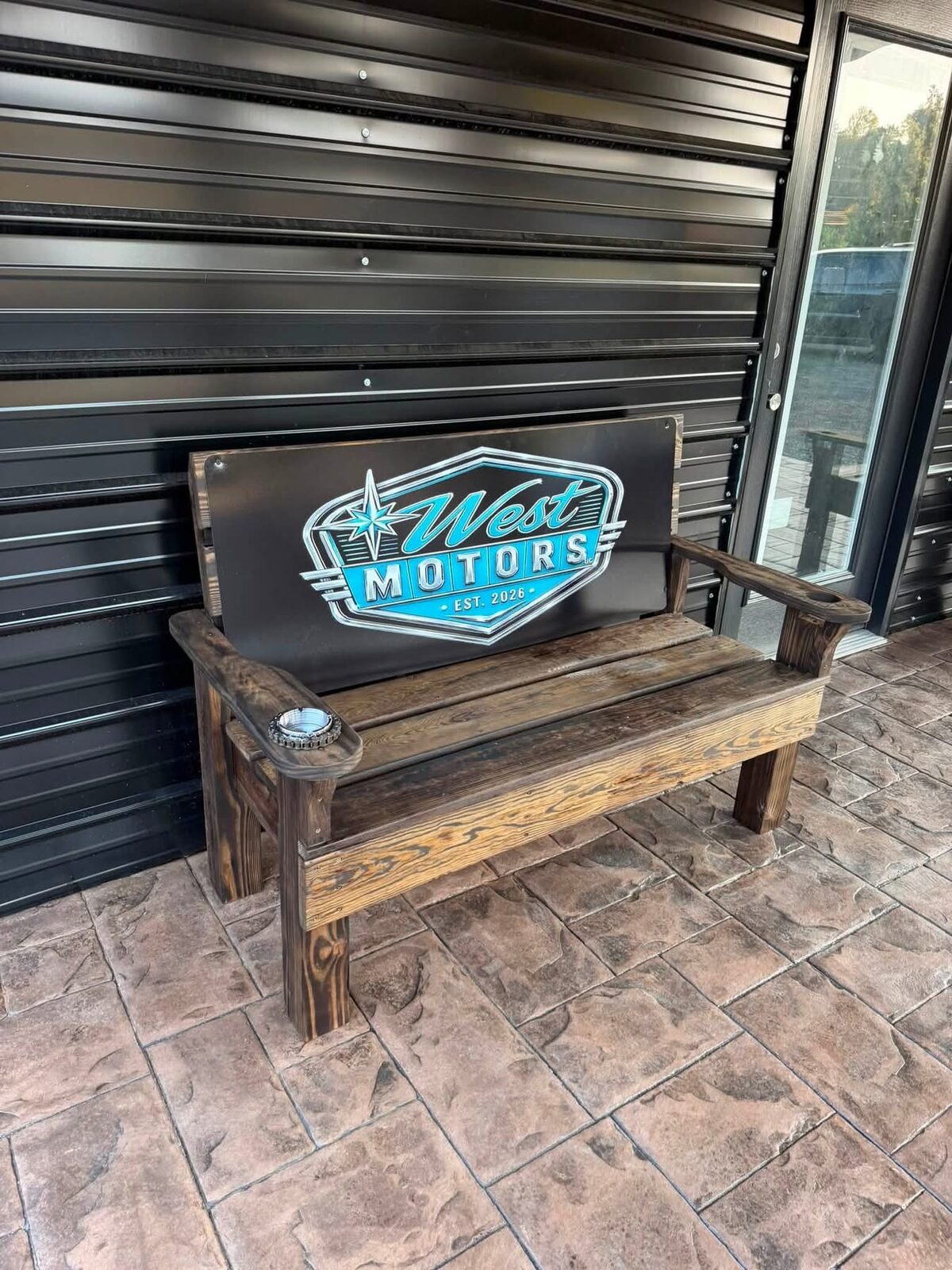 Branded exterior bench